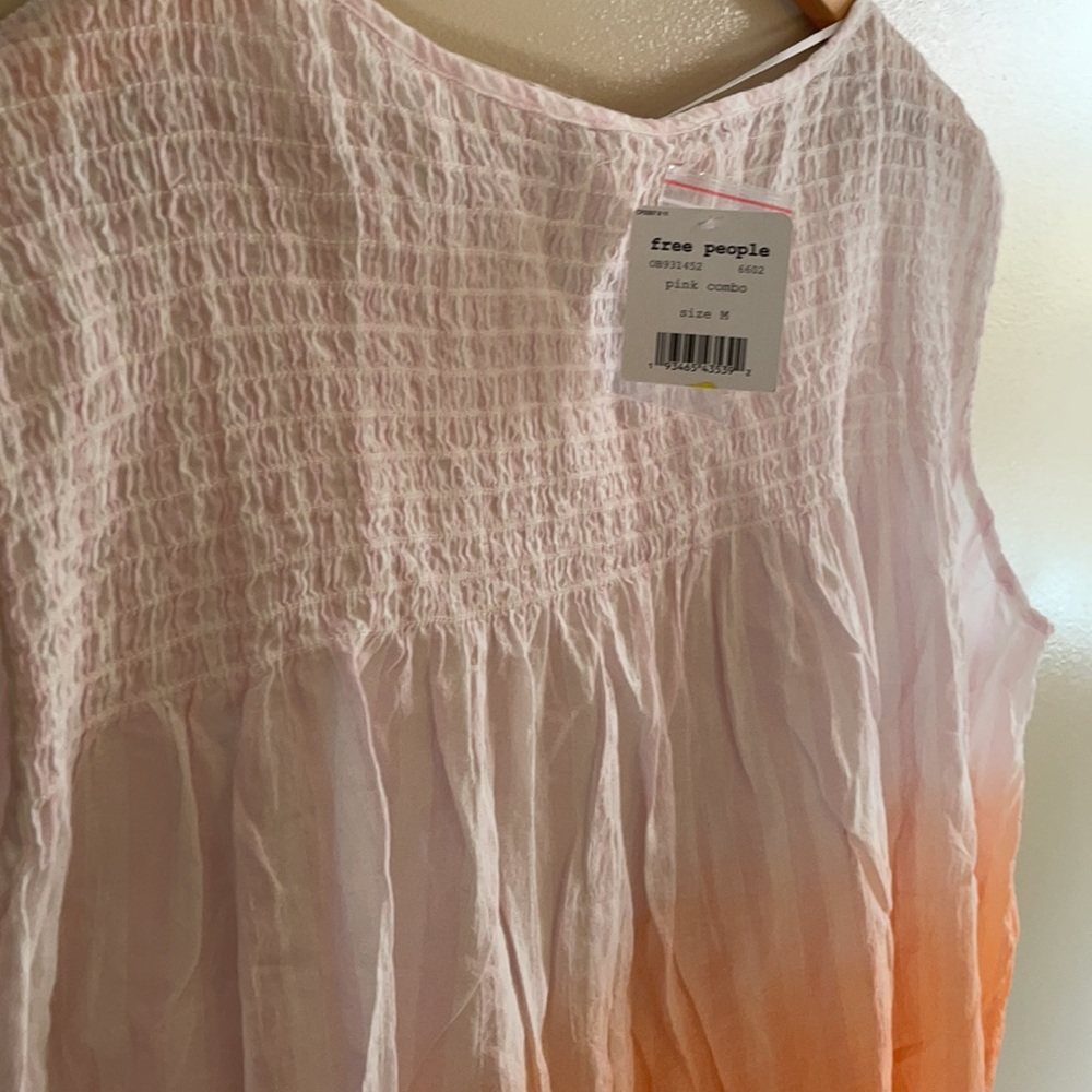 NWT (M) free people little bit of something cotton boho smock ombré sleeveless - Picture 5 of 10